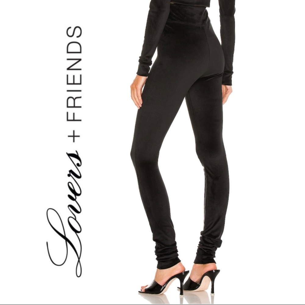 NWT Stretch Velvet High-Waisted Pant in Black